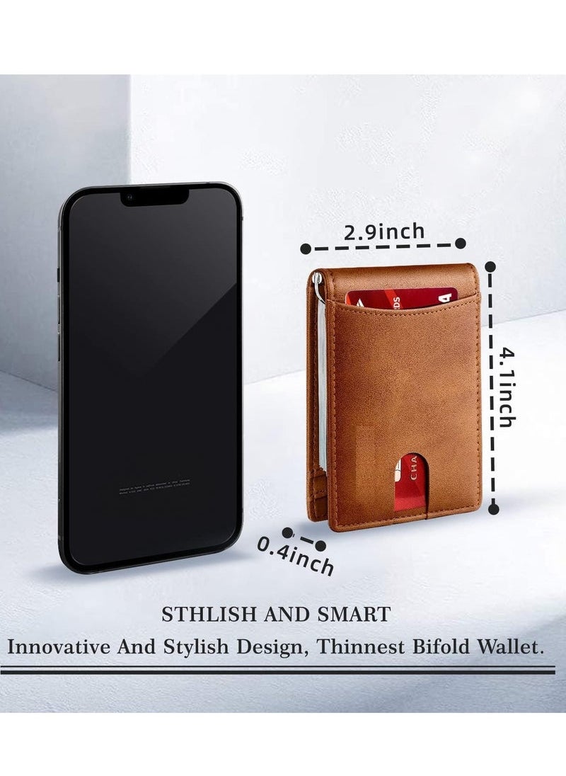 Captaintech for Men Slim Larger Capacity with 6 Slots RFID Blocking Men's Wallet Minimalist Front Pocket Bifold Leather with ID Window Gift Box  - Image 2