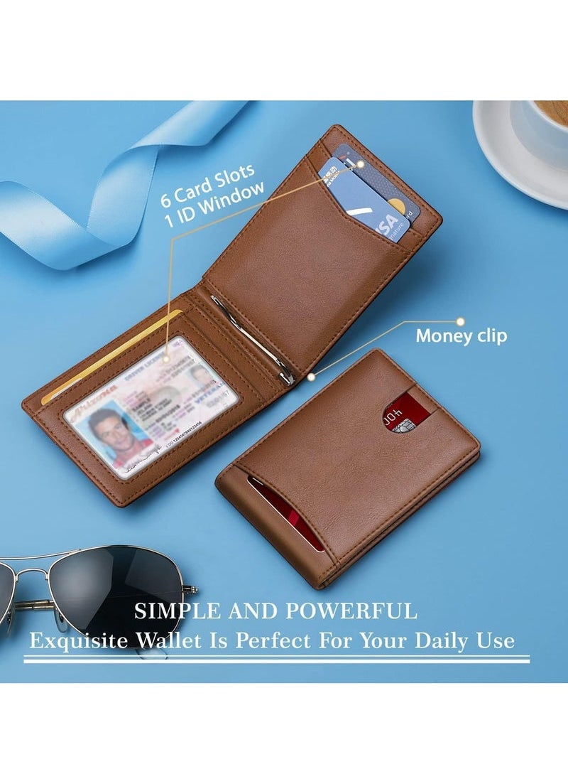 Captaintech for Men Slim Larger Capacity with 6 Slots RFID Blocking Men's Wallet Minimalist Front Pocket Bifold Leather with ID Window Gift Box  - Image 3