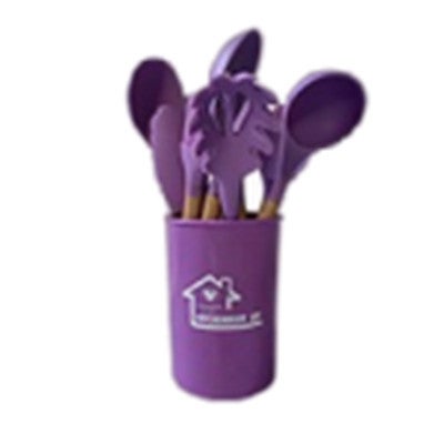 Food grade silicone spatula non-stick special high temperature resistant kitchen spatula cooking spatula does not hurt the pan frying spoon suit Purple 
