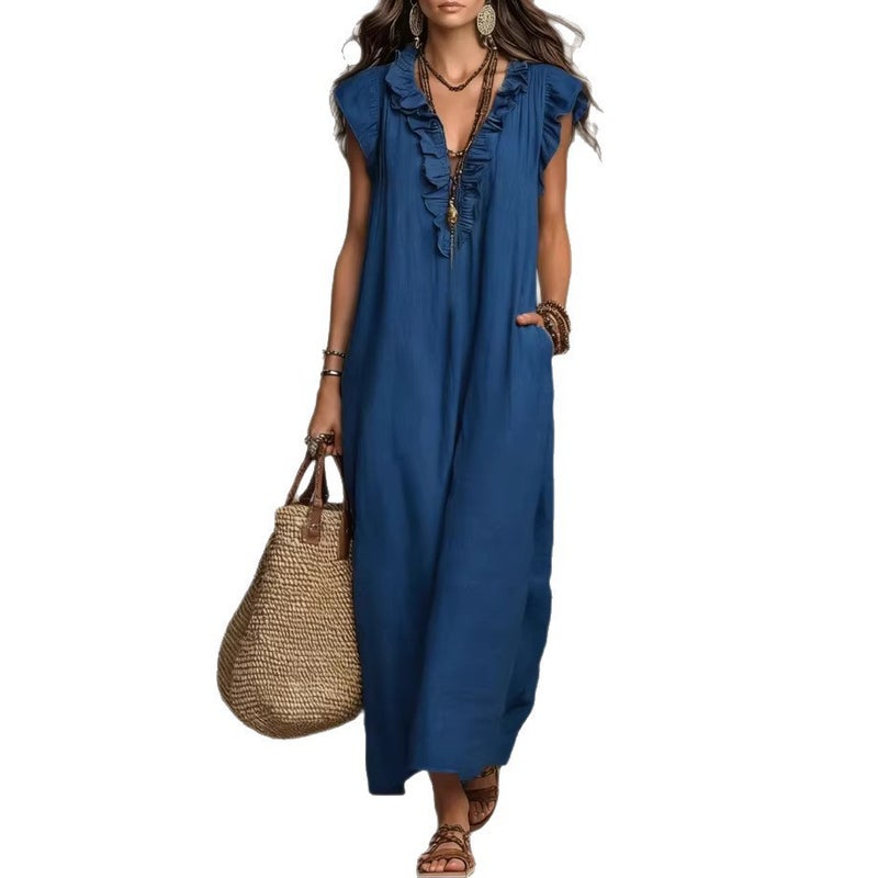 Bohemian Flutter Sleeve Maxi Dress for Women - Image 5