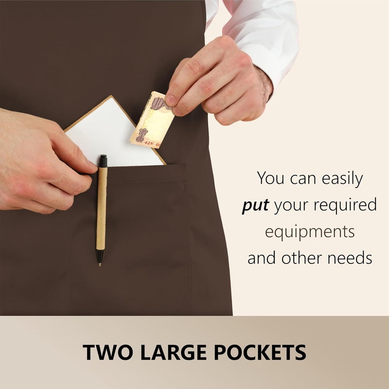 CRASOME Apron for Men Women Chef Cooking Restaurants Gardening Workshop Barbers with Adjustable Strap and Two Pockets - Image 4