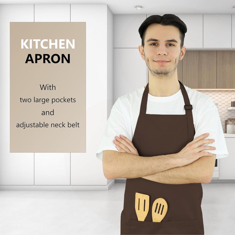 CRASOME Apron for Men Women Chef Cooking Restaurants Gardening Workshop Barbers with Adjustable Strap and Two Pockets - Image 2