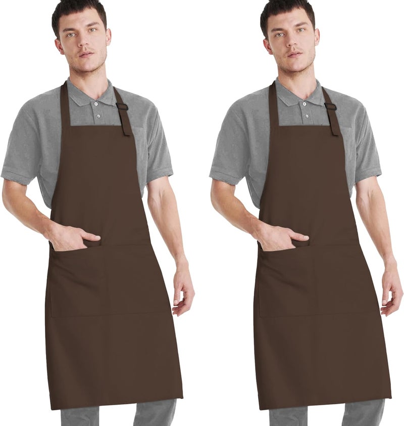 CRASOME Apron for Men Women Chef Cooking Restaurants Gardening Workshop Barbers with Adjustable Strap and Two Pockets - Image 1