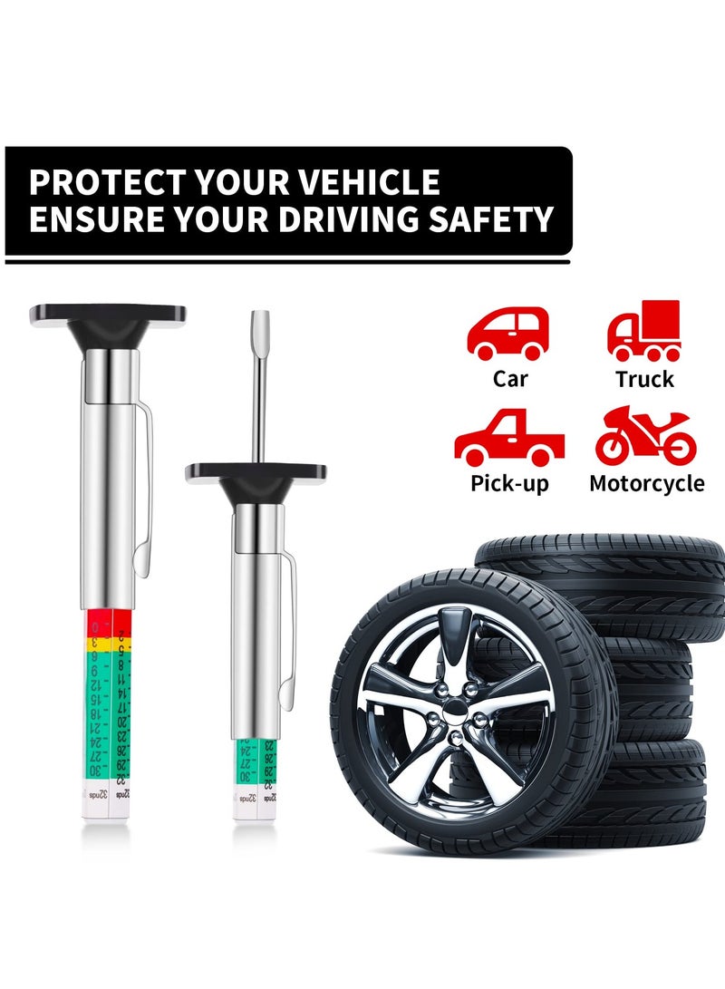 SYOSI Tire Tread Depth Gauge, 2 Pack 32nds/25mm Color Coded Tire Depth Gauge, Tire Tread Depth Accurate Measurement Tools, Tread Depth Metric Gauges for Motorcycle Car Truck - Image 2