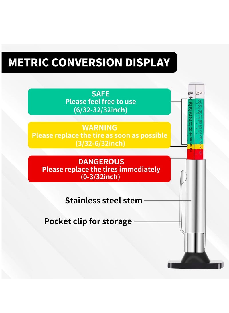 SYOSI Tire Tread Depth Gauge, 2 Pack 32nds/25mm Color Coded Tire Depth Gauge, Tire Tread Depth Accurate Measurement Tools, Tread Depth Metric Gauges for Motorcycle Car Truck - Image 5