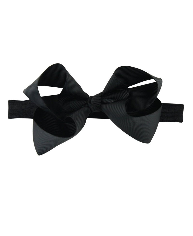 RuffleButts Girls Black Bow Headband - One Size - Image 1
