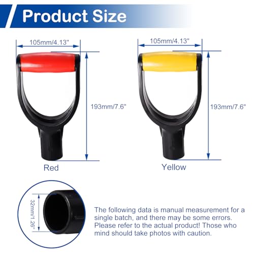 MroMax Shovel D Grip Handle, 1-1/4" Inner Diameter 32mm PVC Spade Snow Shovel Replacement Handle Garden Accessories for Digging Raking Tool Red-Black - Image 3
