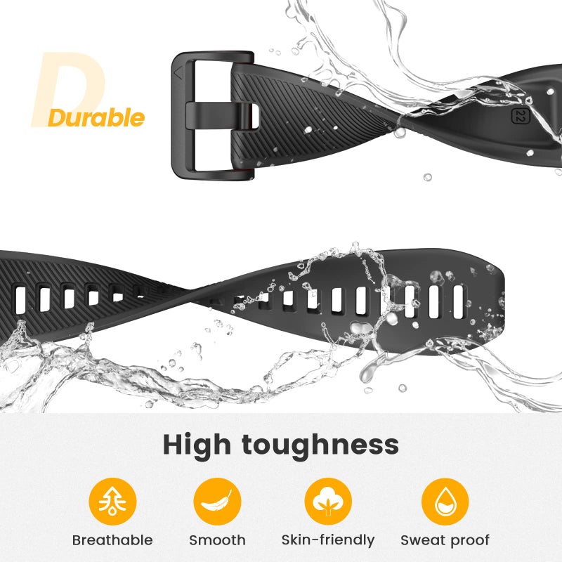 ANCOOL for Garmin S62 Watch Band/Forerunner 945/955 Watch Bands 22mm Silicone Band for Fenix 8 47mm/Fenix 7/6/5 Bands Replacement for Fenix 6 pro/7 pro/Epix(Black) - Image 4