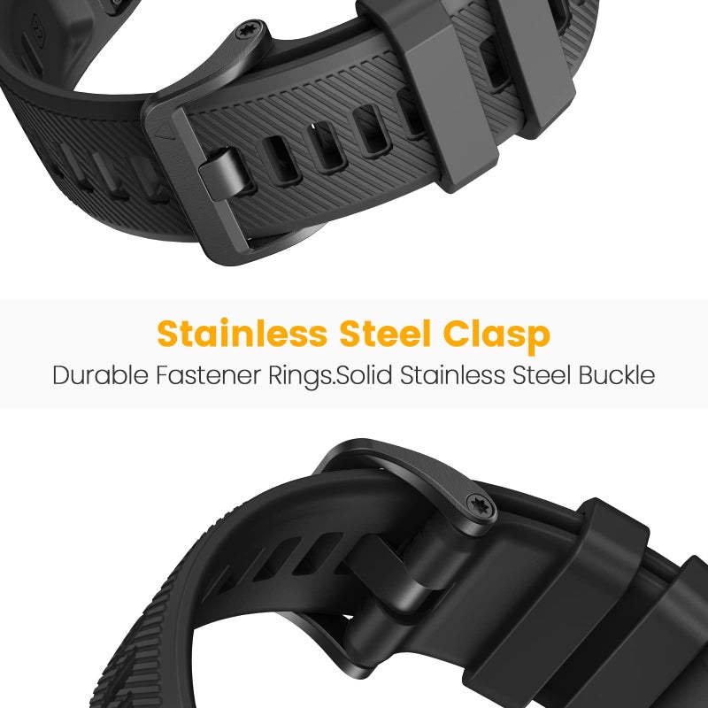 ANCOOL for Garmin S62 Watch Band/Forerunner 945/955 Watch Bands 22mm Silicone Band for Fenix 8 47mm/Fenix 7/6/5 Bands Replacement for Fenix 6 pro/7 pro/Epix(Black) - Image 5