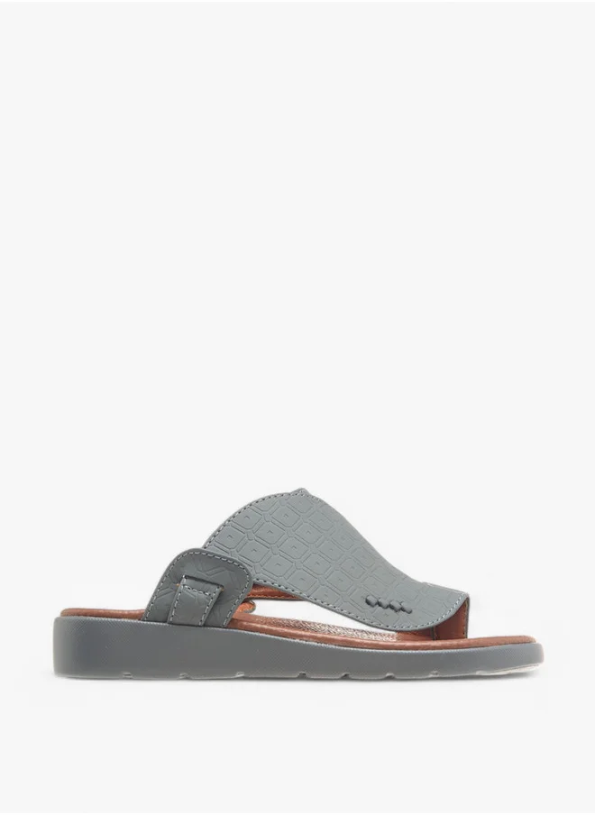 LBL by Shoexpress Textured Slip-On Arabic Sandals with Toe Loop Detail