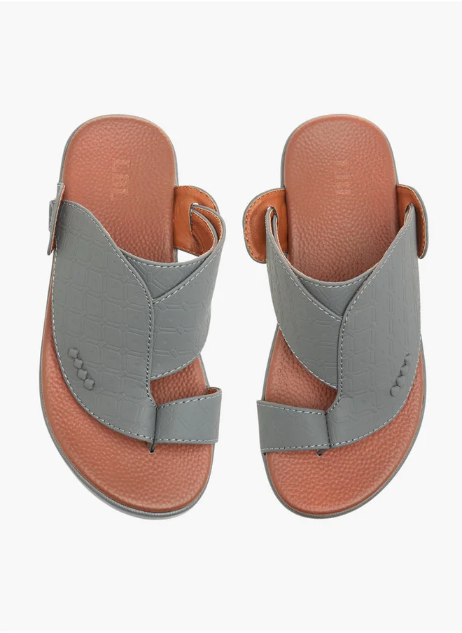 LBL by Shoexpress Textured Slip-On Arabic Sandals with Toe Loop Detail