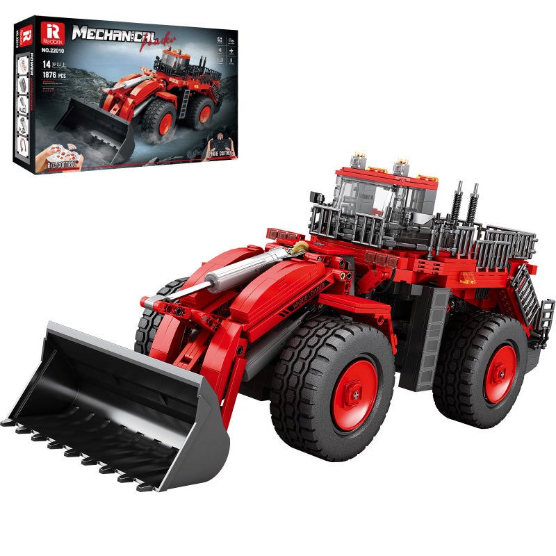 Reobrix Bulldozer Building Blocks Set 22010 Engineering Vehicle Model Kit for Adults Remote Control Excavator Toy with 4Wheel Drive Gifts for Kids Ages 14 1876 Pieces - Image 3