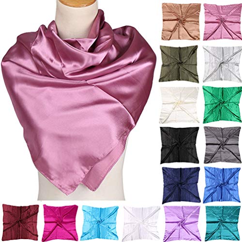 ASUITOFK 35" Womens Large Satin Square Scarf Silk Feeling Hair Wrapping Gift Headscarf Scarves Brown - Image 4
