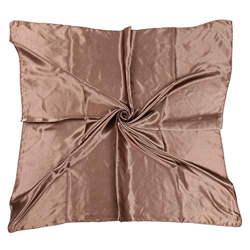 ASUITOFK 35" Womens Large Satin Square Scarf Silk Feeling Hair Wrapping Gift Headscarf Scarves Brown - Image 1