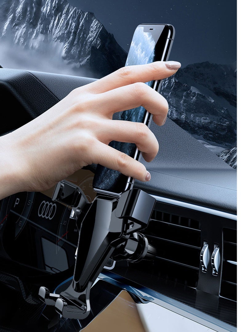 اوليو حامل هاتف للسيارة يُثبّت على فتحة التهوية، مشبك على شكل خطاف، لا يحجب فتحات التهوية، مناسب للهواتف ذات الشاشات الكبيرة، حامل هاتف ثابت، مناسب لجميع أنواع السيارات، لون أسود لامع. - Image 1