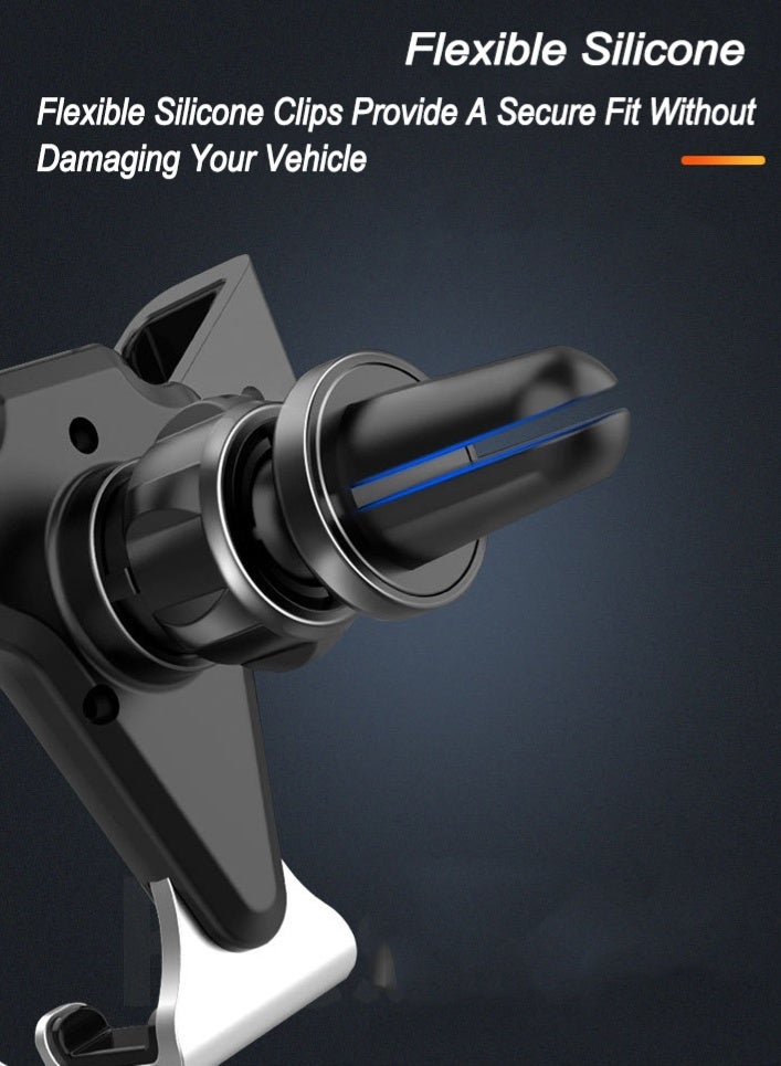 اوليو حامل هاتف للسيارة يُثبّت على فتحة التهوية، مشبك على شكل خطاف، لا يحجب فتحات التهوية، مناسب للهواتف ذات الشاشات الكبيرة، حامل هاتف ثابت، مناسب لجميع أنواع السيارات، لون أسود لامع. - Image 2