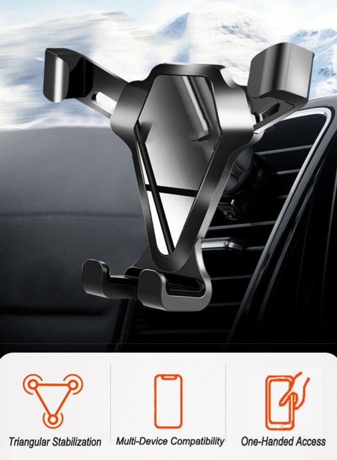 اوليو حامل هاتف للسيارة يُثبّت على فتحة التهوية، مشبك على شكل خطاف، لا يحجب فتحات التهوية، مناسب للهواتف ذات الشاشات الكبيرة، حامل هاتف ثابت، مناسب لجميع أنواع السيارات، لون أسود لامع. - Image 3