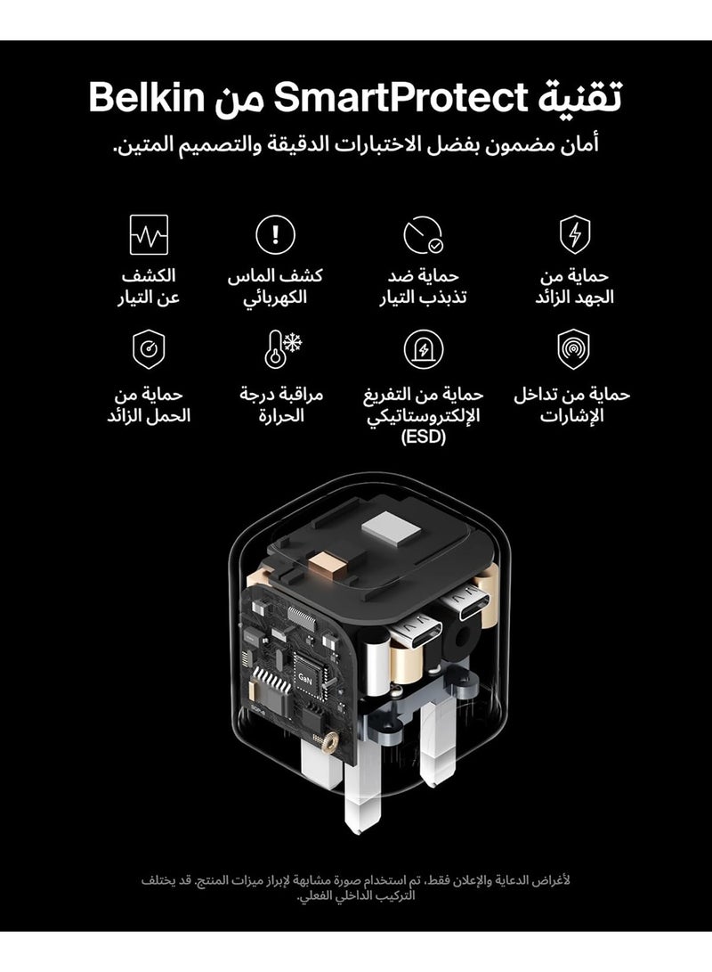 بيلكين شاحن حائط USB PD بقوة 65 واط مع PPS، دبابيس قابلة للطي، معتمد من USB‑C PD 3.1، شحن سريع، مواد صديقة للبيئة، تعبئة خالية من البلاستيك - Image 4