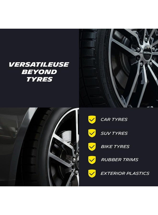 كاوا ملمع وواقي إطارات فاخر 100 مل - لمعان أسود عميق، حماية من الأشعة فوق البنفسجية، مضاد للغبار، يمنع التشقق - لمعان يدوم طويلاً لإطارات السيارات والسيارات الرياضية متعددة الاستخدامات والدراجات النارية، والتشطيبات المطاطية والبلاستيك الخارجي، سهل الاستخدام - Image 3