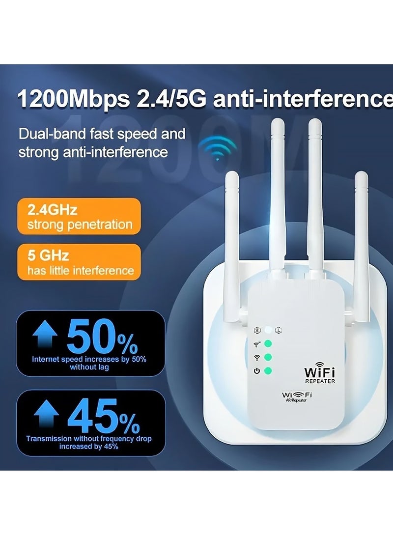 X-level EU-WiFi Repeater - 1200Mbps Dual-Band Wireless Range Extender with Ethernet Port, Supports AP/Repeater Mode, European Standard Plug,for Home Office Commercial Use,Wi-Fi Connectivity Networking Products - Image 5