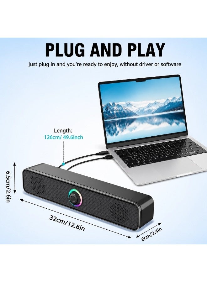 ShebSheb Desktop PC Speakers Computer Speakers USB  Wired Stereo Desktop Speakers for Computer Desktop Laptop PC TV - Image 3