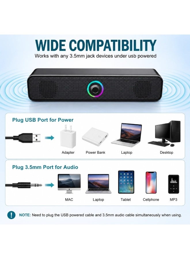 ShebSheb Desktop PC Speakers Computer Speakers USB  Wired Stereo Desktop Speakers for Computer Desktop Laptop PC TV - Image 4