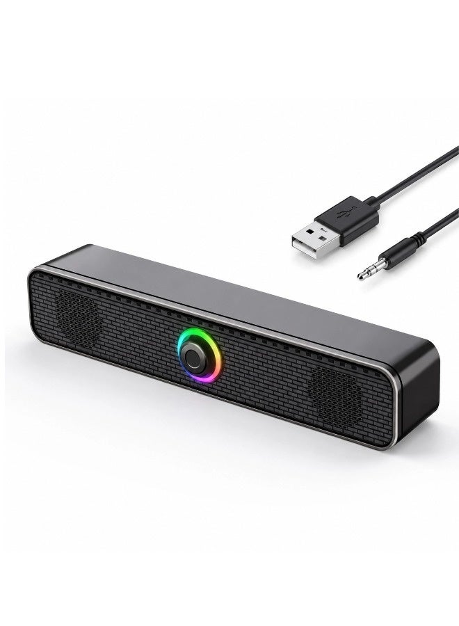 ShebSheb Desktop PC Speakers Computer Speakers USB  Wired Stereo Desktop Speakers for Computer Desktop Laptop PC TV - Image 1