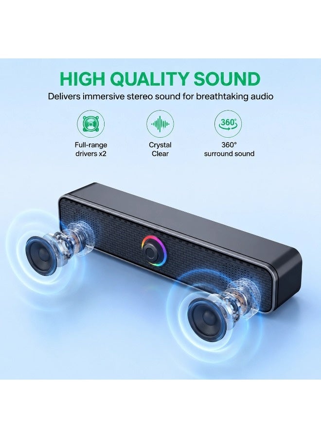 ShebSheb Desktop PC Speakers Computer Speakers USB  Wired Stereo Desktop Speakers for Computer Desktop Laptop PC TV - Image 2