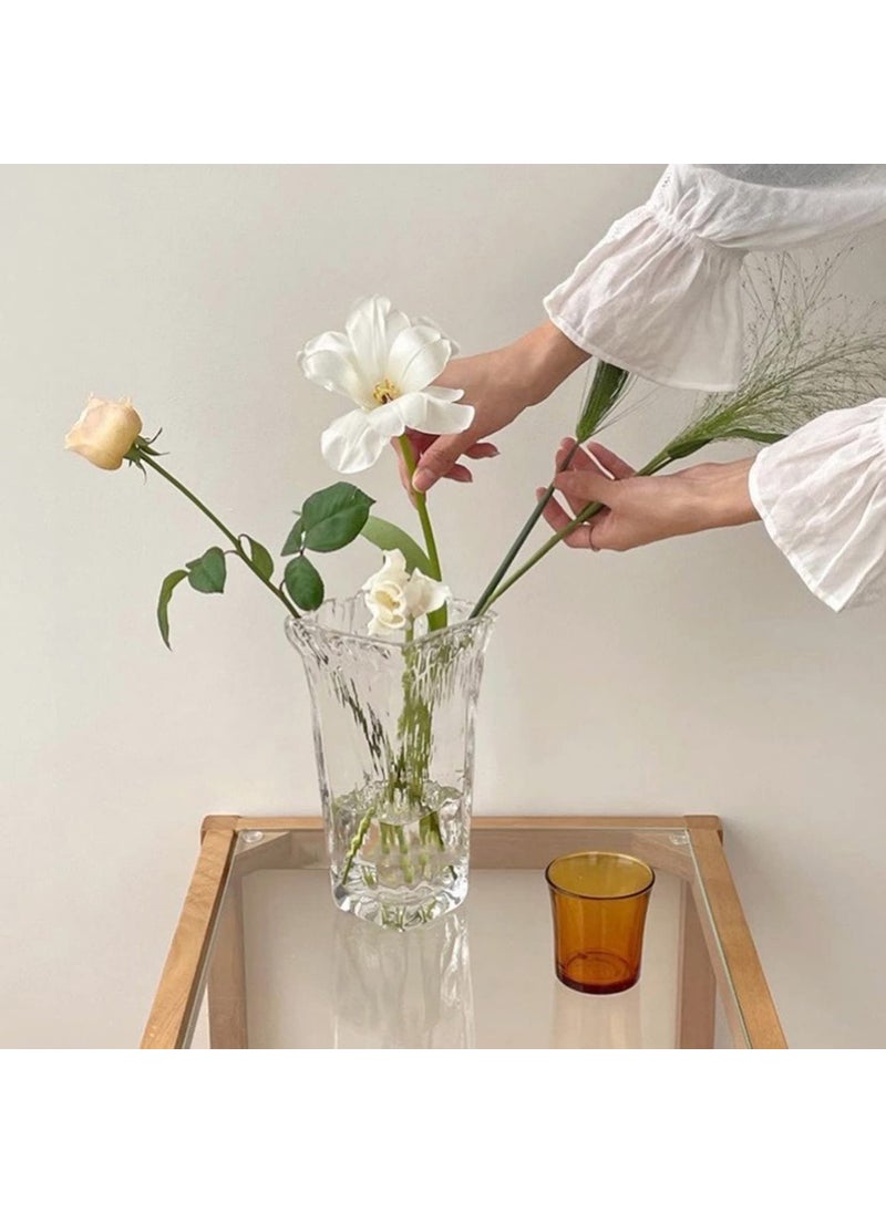 FUNSOBA Funsoba Clear Glass Flower Vase Wide Mouth for Home Wedding Heavy Centerpieces Decorative (Clear)  - Image 5
