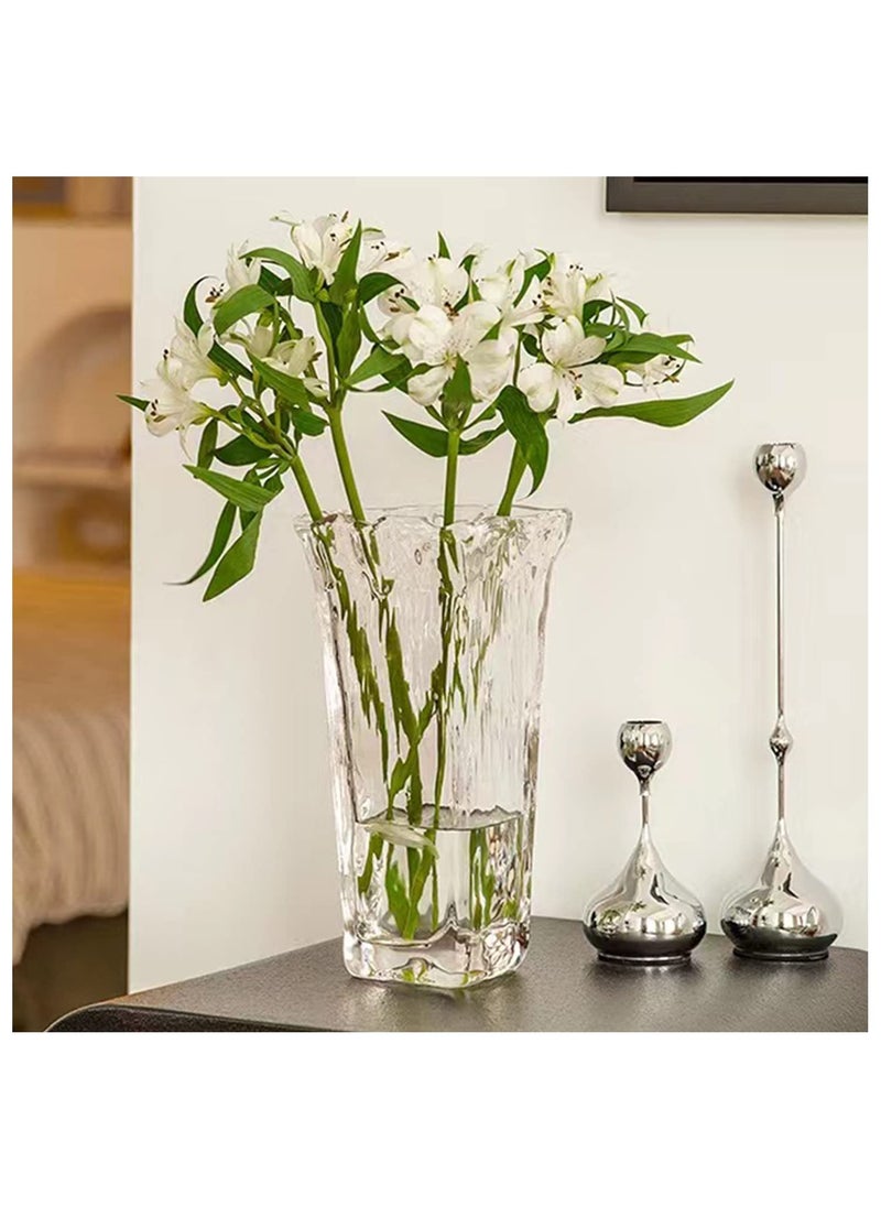 FUNSOBA Funsoba Clear Glass Flower Vase Wide Mouth for Home Wedding Heavy Centerpieces Decorative (Clear)  - Image 1