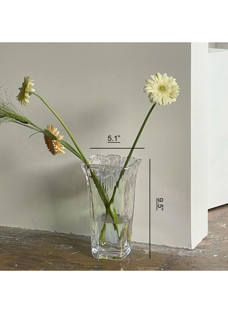 FUNSOBA Funsoba Clear Glass Flower Vase Wide Mouth for Home Wedding Heavy Centerpieces Decorative (Clear)  - Image 2