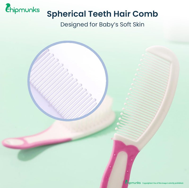 Chipmunks Grooming Kit for New Born Baby - Nail Cutter - Rounded Scissors - Baby Nail Filer - Tweezer - Kids Accessories Set - Ideal for Travelling & Home Use - Accessories Set To Keep Infants & Toddlers Clean - Perfect Nursery Gift (Pink, Pack of 2) - Image 2