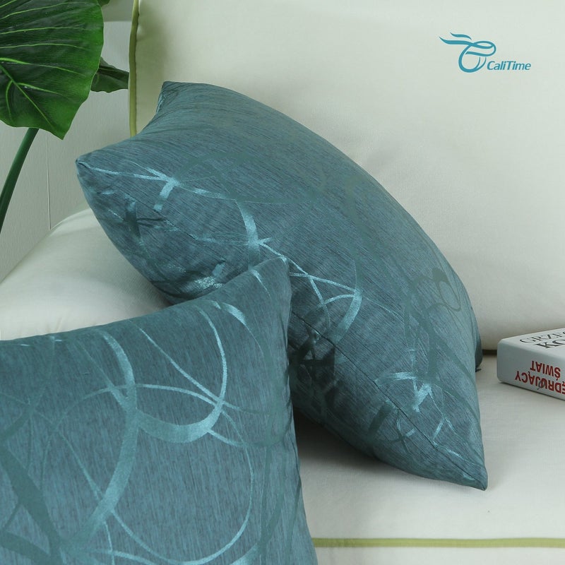 CaliTime Throw Pillow Cases CaliTime Modern Shining Dull Contrast Circles Rings Geometric Cushion Covers Shells for Couch Sofa Home Decor 16 X 16 Inches Pack of 2Teal  - Image 5