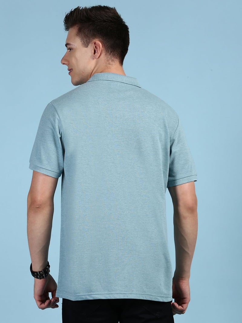 Lux Cozi Men's Pack of 1 Pale Green Regular Fit Polo Neck Half Sleeve Solid Casual T-Shirt_COZI_2121_PALGN_4XL_1PC - Image 3