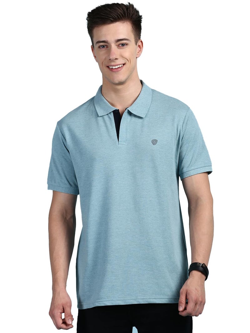 Lux Cozi Men's Pack of 1 Pale Green Regular Fit Polo Neck Half Sleeve Solid Casual T-Shirt_COZI_2121_PALGN_4XL_1PC - Image 1