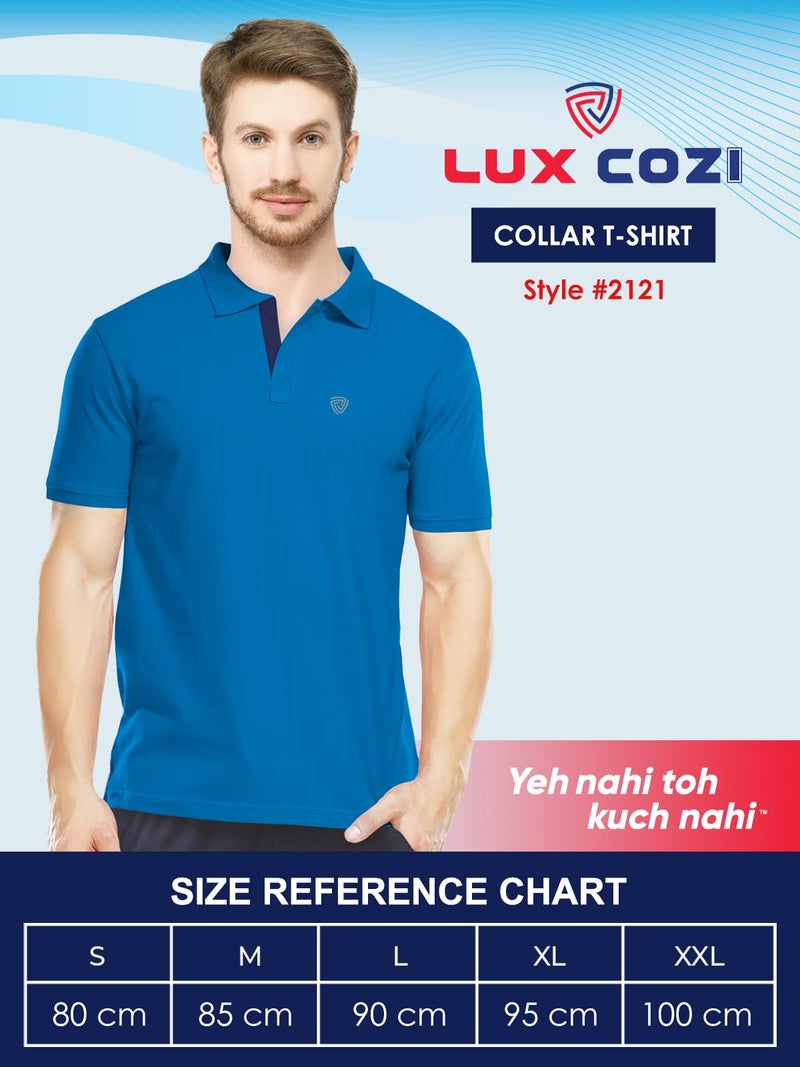 Lux Cozi Men's Pack of 1 Pale Green Regular Fit Polo Neck Half Sleeve Solid Casual T-Shirt_COZI_2121_PALGN_4XL_1PC - Image 5