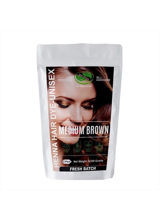 The Henna Guys 2 Packs of MEDIUM BROWN Henna Hair & Beard Dye/Color - The Henna Guys  - Image 1