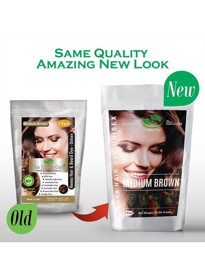 The Henna Guys 2 Packs of MEDIUM BROWN Henna Hair & Beard Dye/Color - The Henna Guys  - Image 2