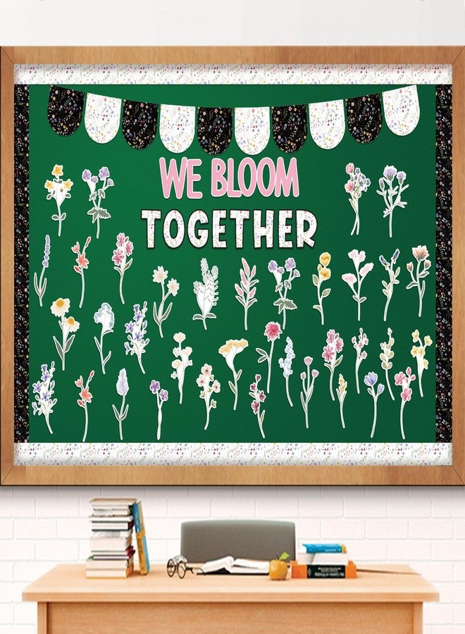 CPicdn 125Pcs Back to School Flower Bulletin Board Classroom Decoration Set, Wild Flower Cutouts Border Trims Floral Banner Welcome Back to School Classroom Chalkboard Supplies Wall Door Decor - Image 1