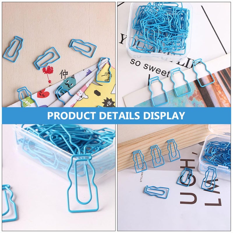 Blue Bottle Shaped Paper Clips 20pcs Alloy Binder Clips for Office School Home Organization - Image 4