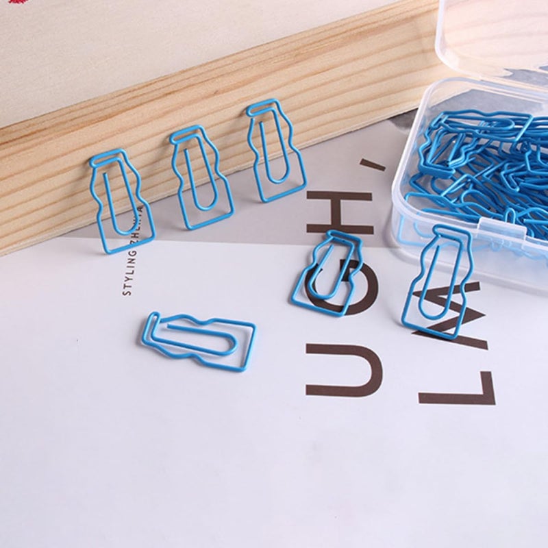 Blue Bottle Shaped Paper Clips 20pcs Alloy Binder Clips for Office School Home Organization - Image 5