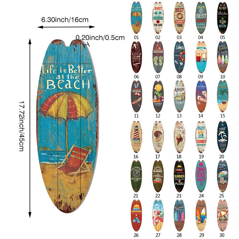 Surfboard Pendant Beach Leisure Wall Decoration Wooden Brand Hawaiian Party Supplies Scene Layout - Image 3