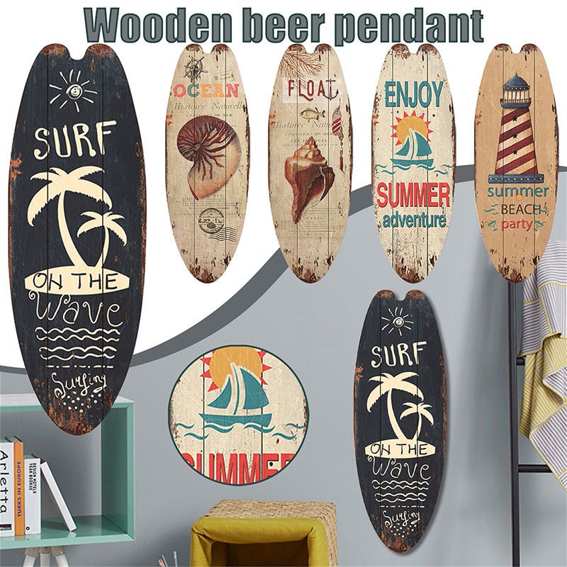 Surfboard Pendant Beach Leisure Wall Decoration Wooden Brand Hawaiian Party Supplies Scene Layout - Image 4