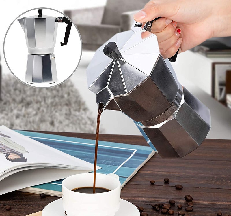 Saiyam Aluminium Italian Espresso Coffee Maker/Filter Coffee Percolator for 6 Cups of Coffee - Moka Pot (Silver, 300 ml) - Image 3