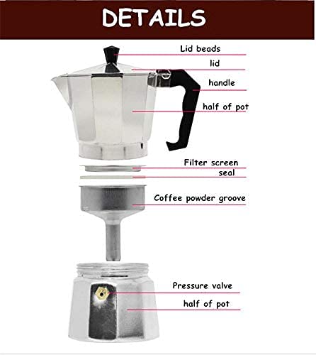 Saiyam Aluminium Italian Espresso Coffee Maker/Filter Coffee Percolator for 6 Cups of Coffee - Moka Pot (Silver, 300 ml) - Image 5
