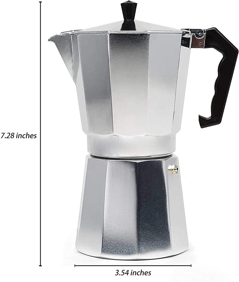 Saiyam Aluminium Italian Espresso Coffee Maker/Filter Coffee Percolator for 6 Cups of Coffee - Moka Pot (Silver, 300 ml) - Image 2