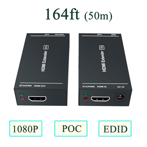 Steetek HDMI Extender 1080p@60Hz, 3D, Over Single Cat5e/Cat6/Cat 7 Cable Full HD Uncompressed Transmit Up to 164 Ft(50m), EDID and POC Function Supported (Transmitter and Receiver) - Image 3