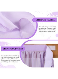 QueenDream QueenDream Lavender Chiffon Table Skirt 6ft for Rectangle Tables Purple Mermaid Table Skirting for Wedding Birthday Butterfly Party Baby Shower  - Image 5
