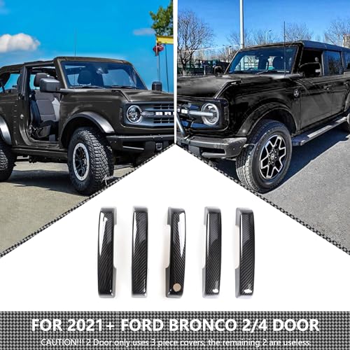 RERPRO Door Handle Cover Inserts Trim Compatible with 2021 2022 2023 2024 2025 Ford Bronco 24 Door Exterior Accessories Tailgate Handle Decor Kit Protector Decal Carbon Black Without Smart Hole - Image 3