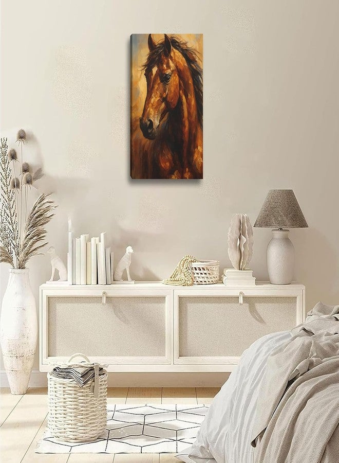 FENNIDICE Oil Horse Canvas Wall Art, Steadfast Animal Print Paintings Wall Decor,Horse Pictures for Wall Living Room Bedroom Bathroom Home Decoration 16x24 inch(Stretched Canvas on A Wooden Frame) - Image 5